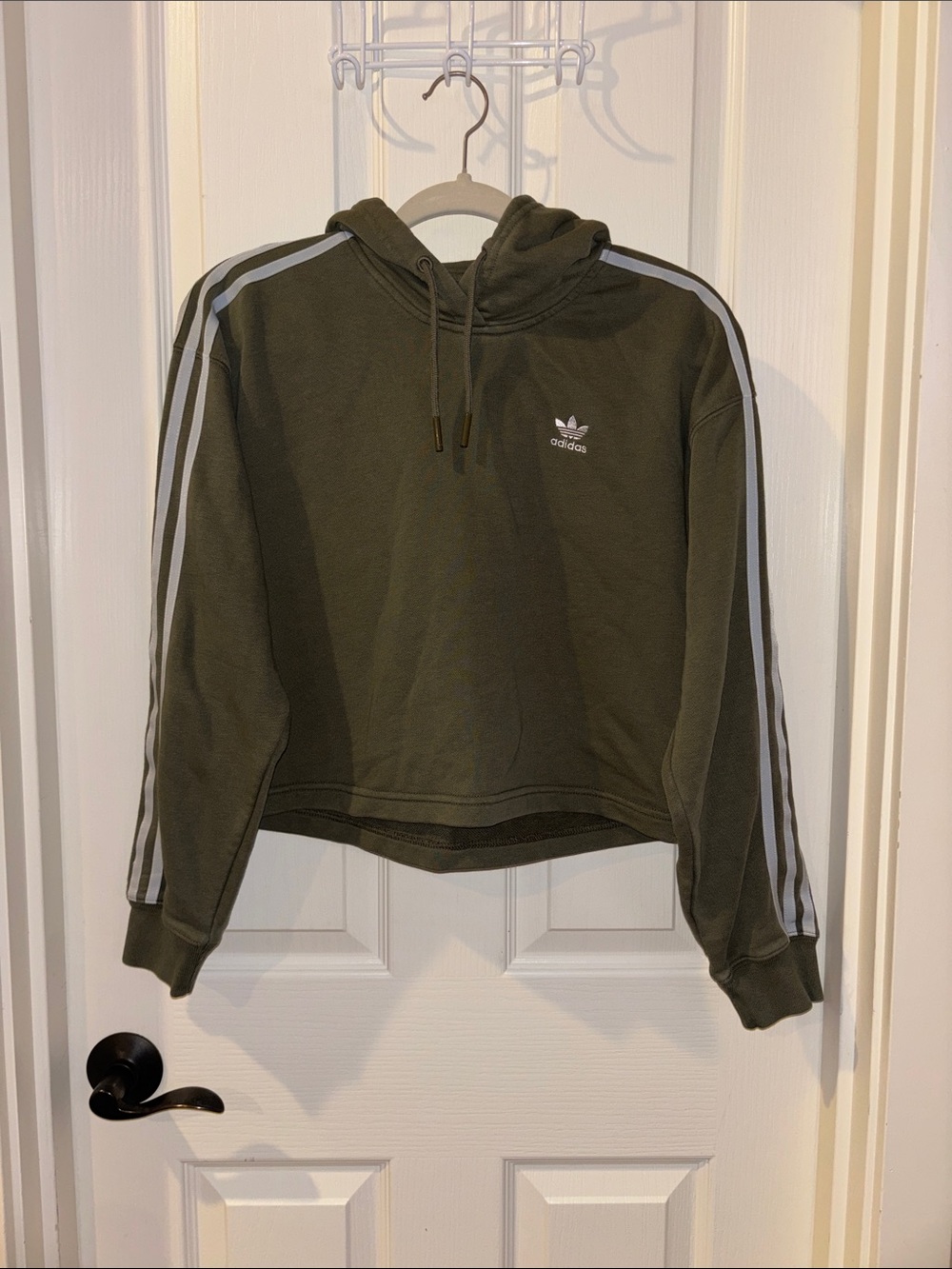 Adidas Cropped Hoodie in Olive Green